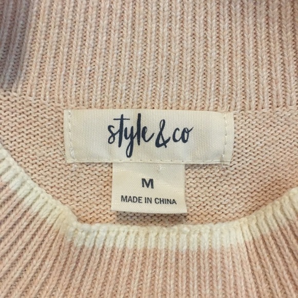 Style & Co beautiful light pink cream trim sweater - Picture 8 of 9